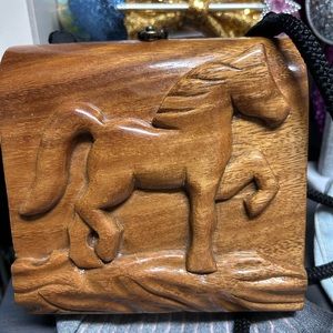 Rare Timmy Woods Carved Horse Purse